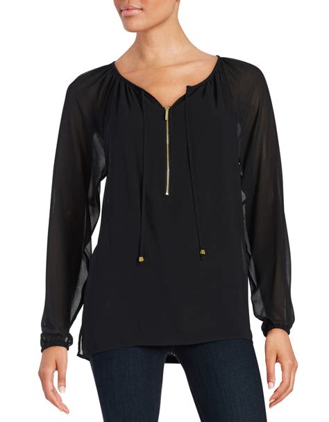 michael kors women front zip blouse|Michael Kors summer tops.